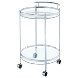 Chrissy 2-tier Round Glass Bar Cart Chrome