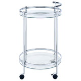 Chrissy 2-tier Round Glass Bar Cart Chrome