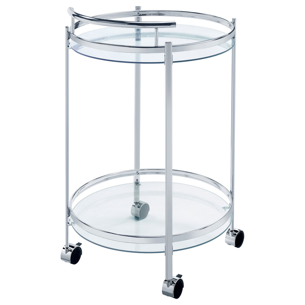 Chrissy 2-tier Round Glass Bar Cart Chrome