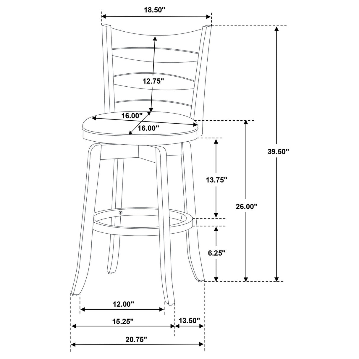 Murphy Ladder Back Counter Height Swivel Bar Stool Dark Cherry and Brown