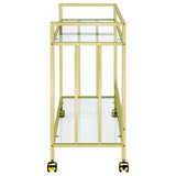 Cara Rectangular Glass Bar Cart Brass