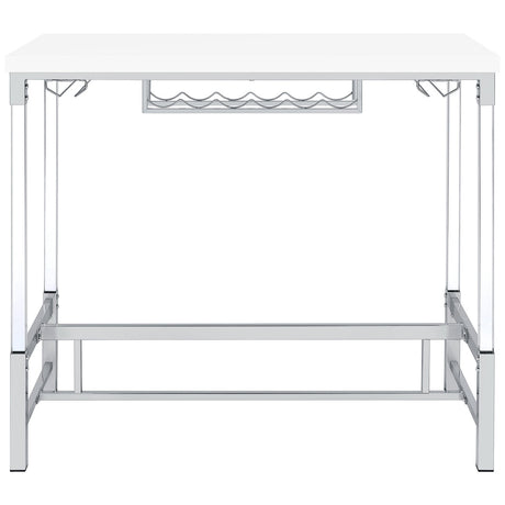 Norcrest Pub Height Bar Table with Acrylic Legs and Wine Storage White High Gloss