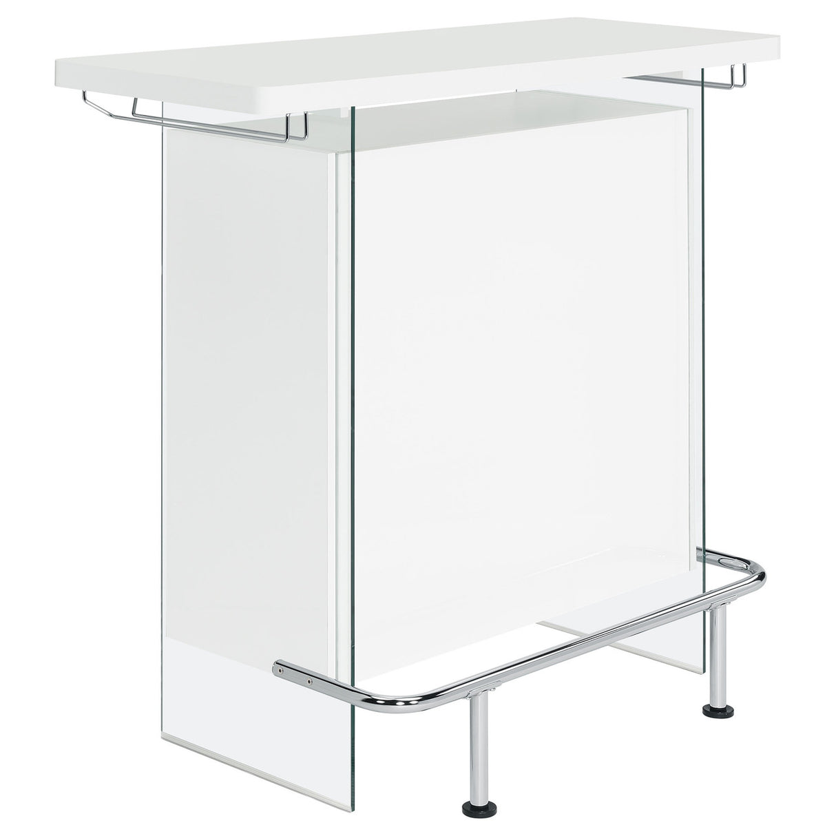 Acosta Rectangular Bar Unit with Footrest and Glass Side Panels (White)