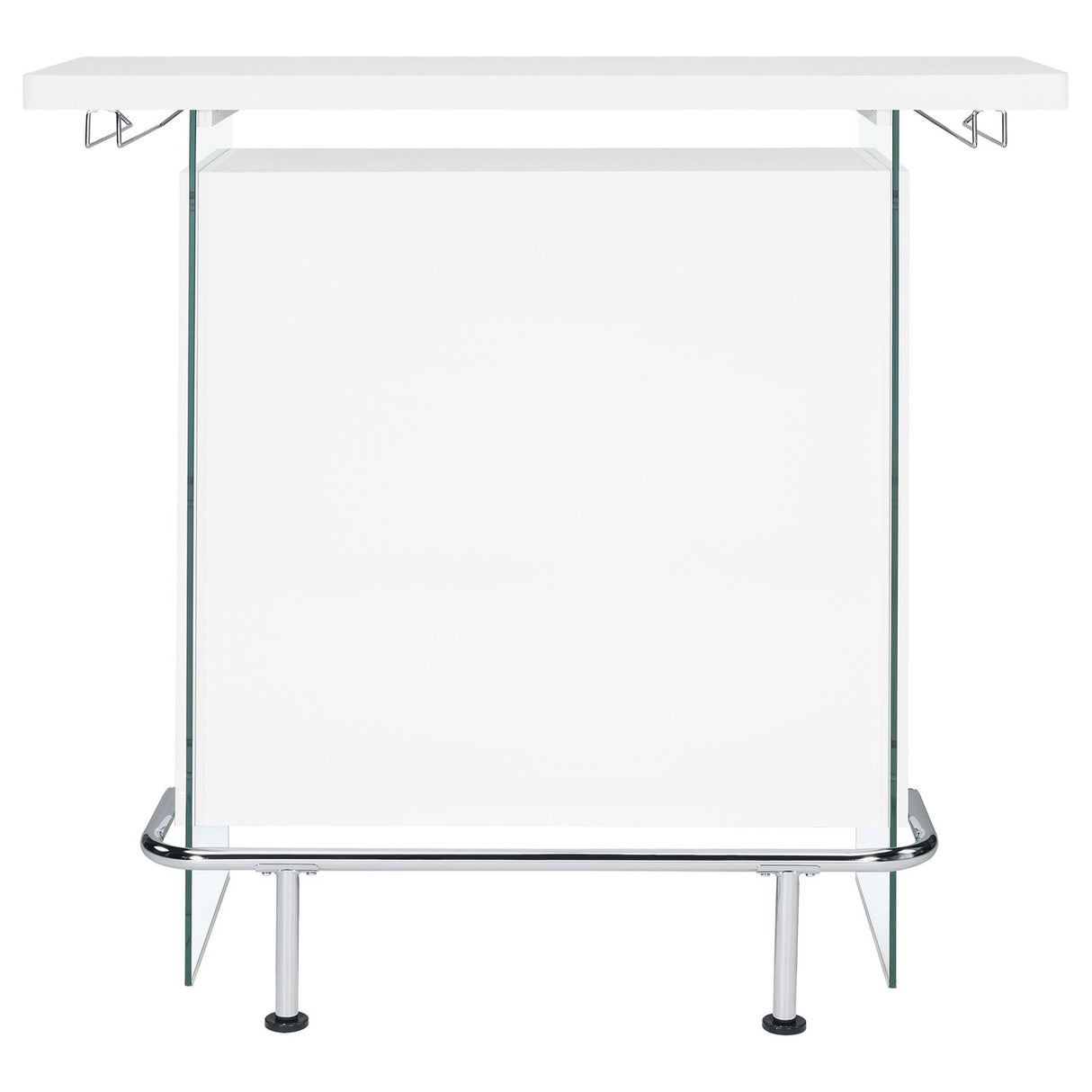 Acosta Rectangular Bar Unit with Footrest and Glass Side Panels (White)