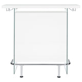 Acosta Rectangular Bar Unit with Footrest and Glass Side Panels (White)