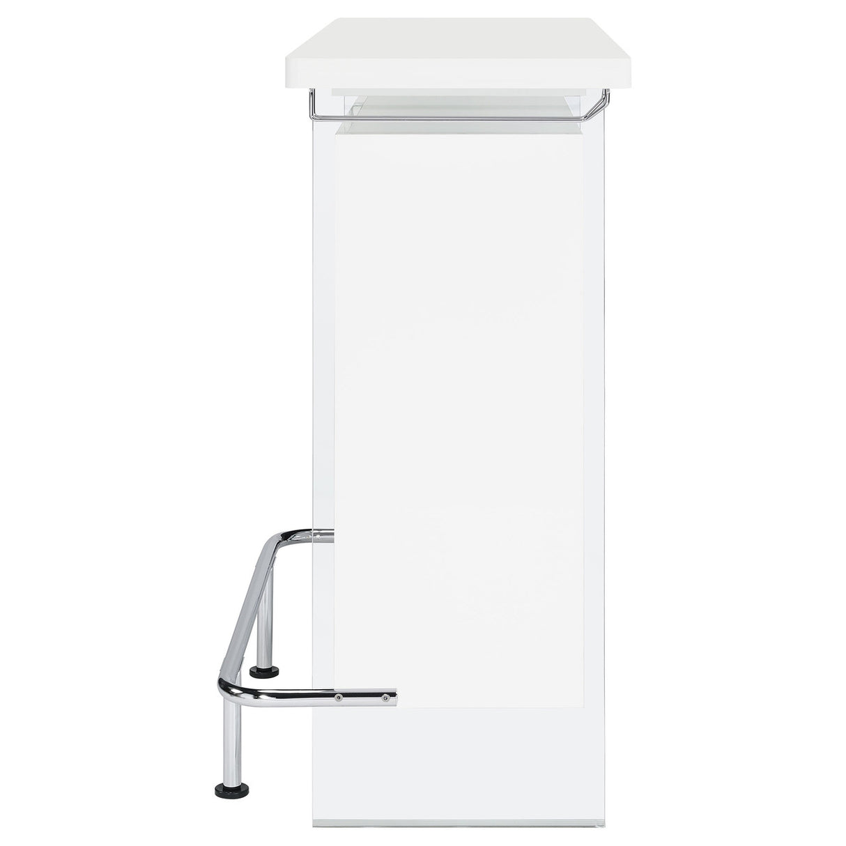 Acosta Rectangular Bar Unit with Footrest and Glass Side Panels (White)