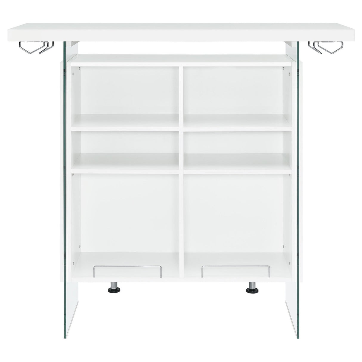 Acosta Rectangular Bar Unit with Footrest and Glass Side Panels (White)