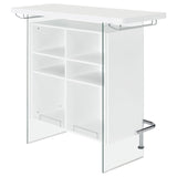 Acosta Rectangular Bar Unit with Footrest and Glass Side Panels (White)