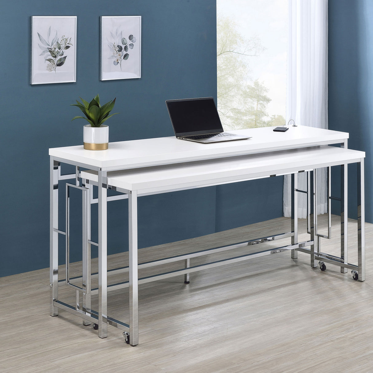 Jackson 5-piece Multipurpose Counter Height Table Set White and Chrome