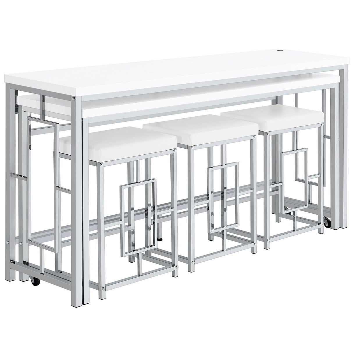 Jackson 5-piece Multipurpose Counter Height Table Set White and Chrome