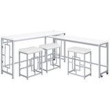 Jackson 5-piece Multipurpose Counter Height Table Set White and Chrome