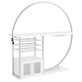 Risley 2-door Circular LED Home Bar with Wine Storage White High Gloss