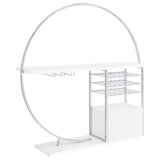 Risley 2-door Circular LED Home Bar with Wine Storage White High Gloss