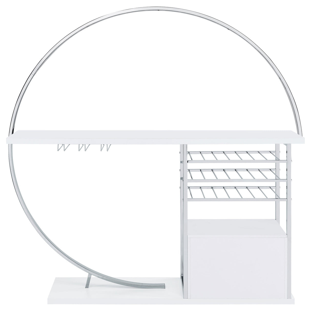 Risley 2-door Circular LED Home Bar with Wine Storage White High Gloss