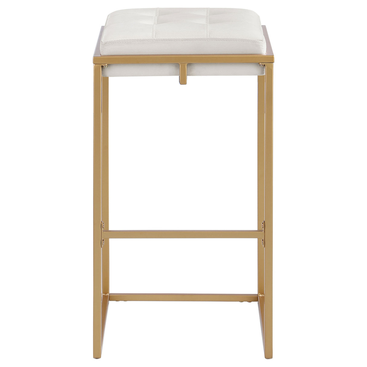 Nadia Square Padded Seat Bar Stool (Set of 2) Beige and Gold