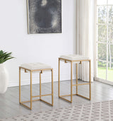 Nadia Square Padded Seat Bar Stool (Set of 2) Beige and Gold