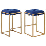 Nadia Square Padded Seat Counter Height Stool (Set of 2) Blue and Gold