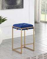 Nadia Square Padded Seat Counter Height Stool (Set of 2) Blue and Gold