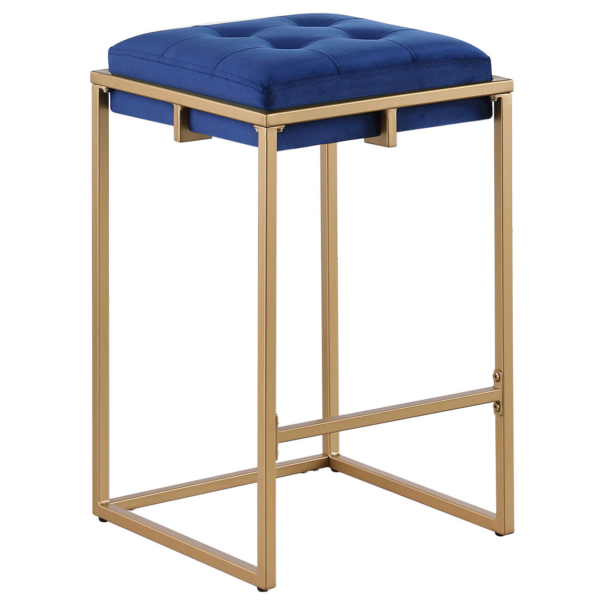 Nadia Square Padded Seat Counter Height Stool (Set of 2) Blue and Gold