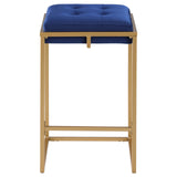 Nadia Square Padded Seat Counter Height Stool (Set of 2) Blue and Gold