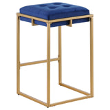 Nadia Square Padded Seat Counter Height Stool (Set of 2) Blue and Gold