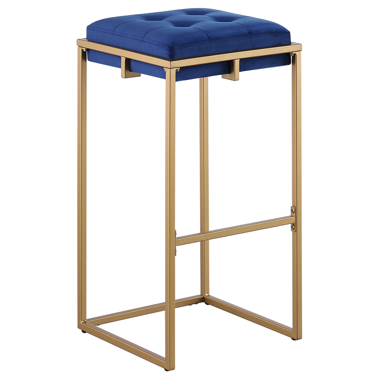 Nadia Square Padded Seat Bar Stool (Set of 2) Blue and Gold