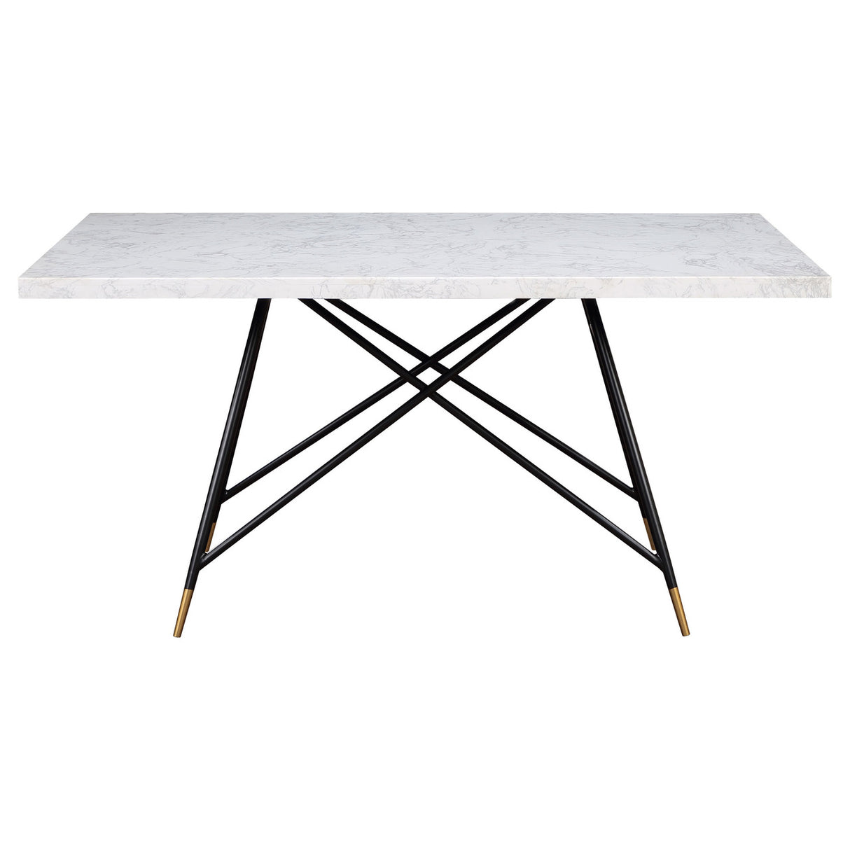 Gabrielle Rectangular Marble Top Dining Table White and Black