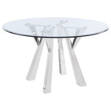 Alaia Round Glass Top Dining Table Clear and Chrome