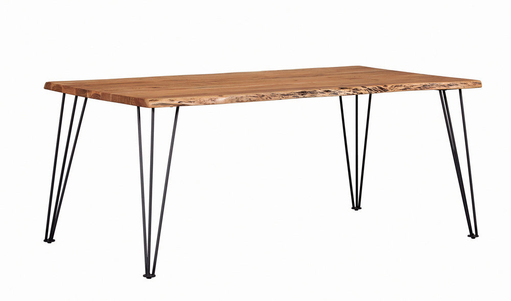 Sherman Rectangular Dining Table Natural Acacia and Matte Black