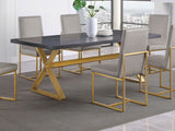 Conway X-Trestle Base Dining Table Dark Walnut and Aged Gold