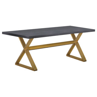 Conway X-Trestle Base Dining Table Dark Walnut and Aged Gold