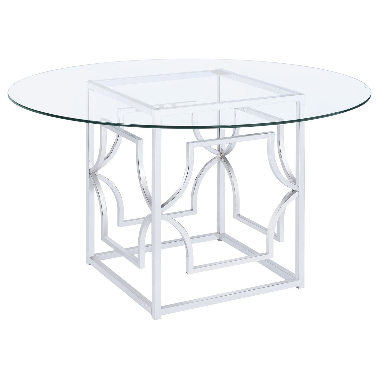 Starlight Round Glass Top Dining Table Clear and Chrome