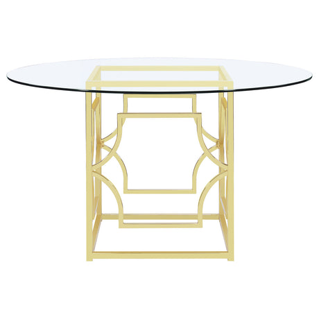 Starlight Round Glass Top Dining Table Clear and Brass