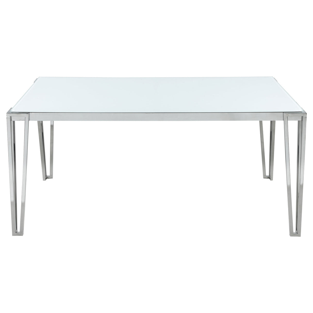 Pauline Rectangular Dining Table with Metal Leg White and Chrome