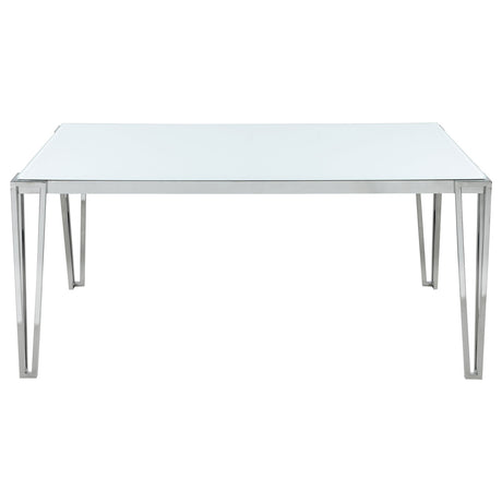 Pauline Rectangular Dining Table with Metal Leg White and Chrome