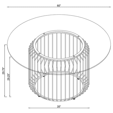 Veena 60" Round Glass Top Dining Table Clear and Chrome