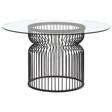 Granvia Round Glass Top Dining Table Clear and Gunmetal