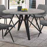 Neil Round Wood Top Dining Table Concrete and Black