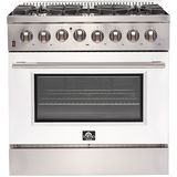 Forno 36" Galiano Gas Range with 240v Electric Oven - 6 Burners and Convection Oven - FFSGS6156-36