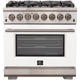 Forno 36" Capriasca Dual Fuel Range - Gas Cooktop with 240v Electric Oven - 6 Burners, Convection Oven and 120,000 BTUs - FFSGS6187-36