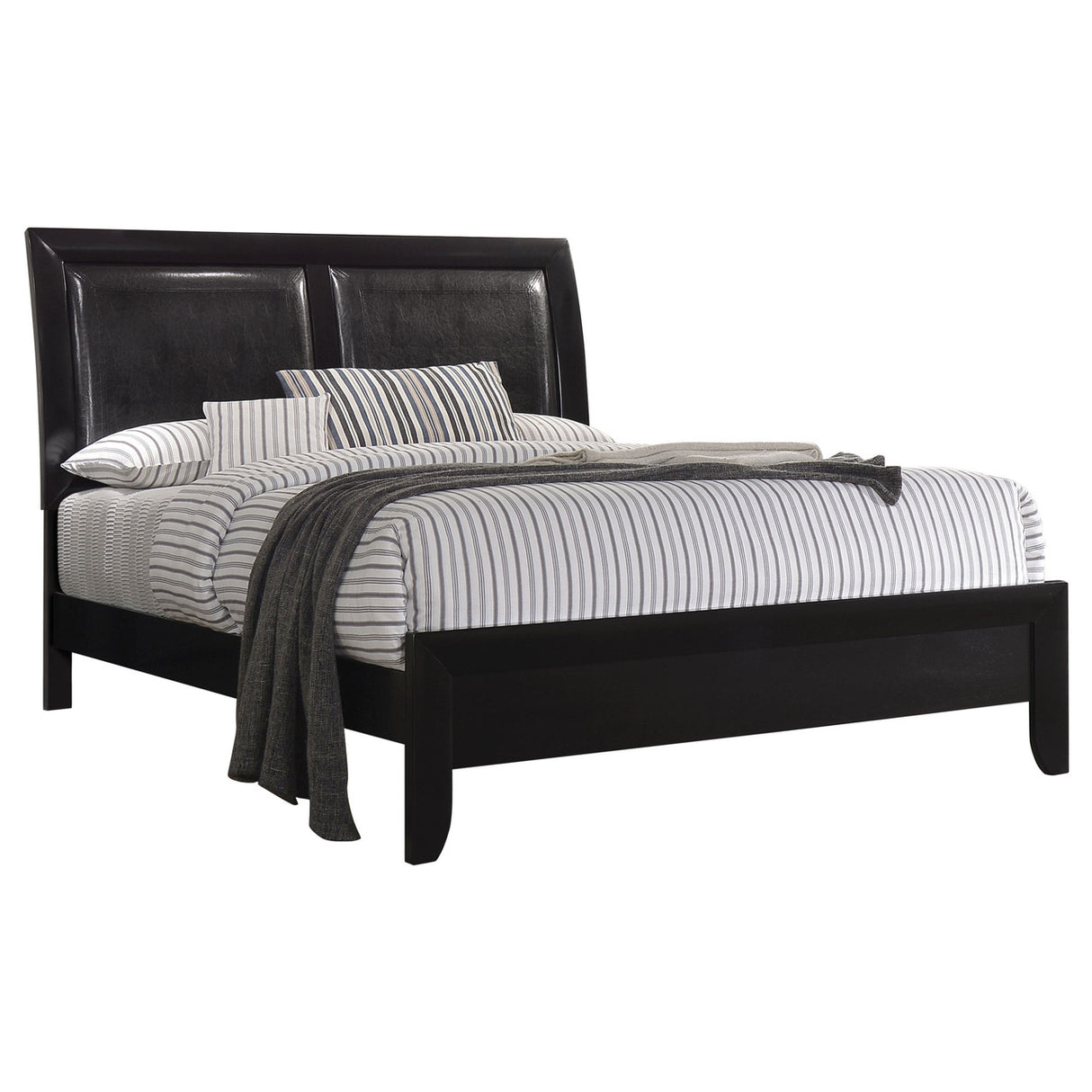 Briana Eastern King Upholstered Panel Bed Black