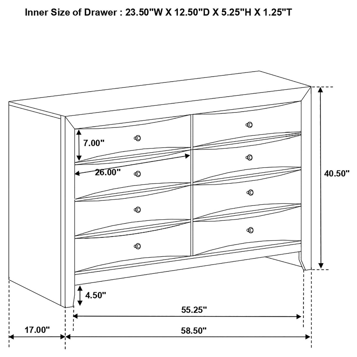 Briana Black Eight-Drawer Dresser