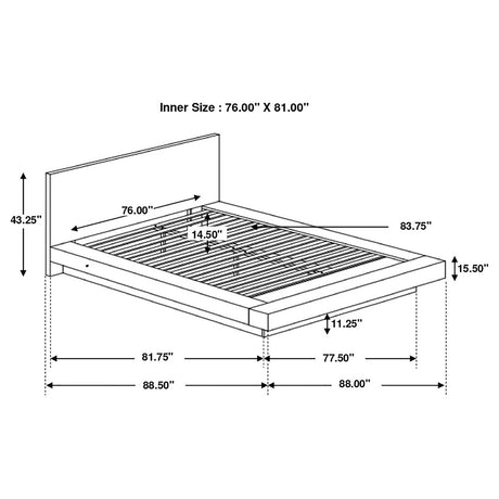 Jessica Eastern King Platform Bed with Rail Seating Cappuccino