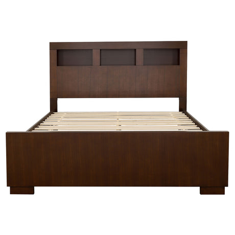 Jessica Eastern King Bed with Storage Headboard Cappuccino