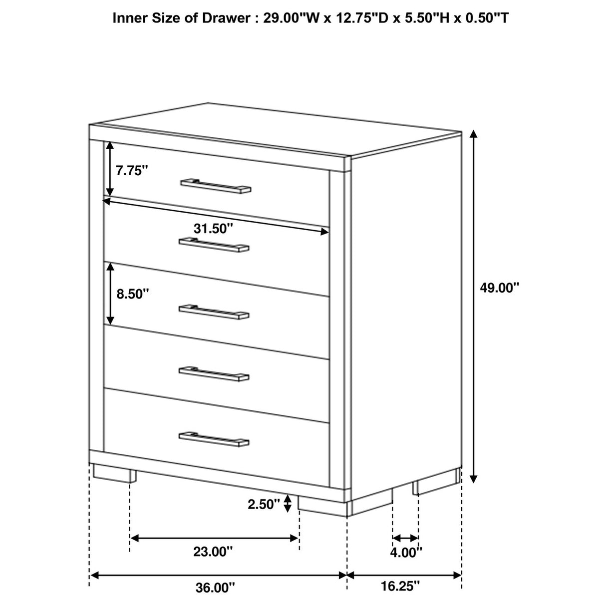 Jessica Dark Cappuccino Queen Five-Piece Bedroom Set With Storage Bed