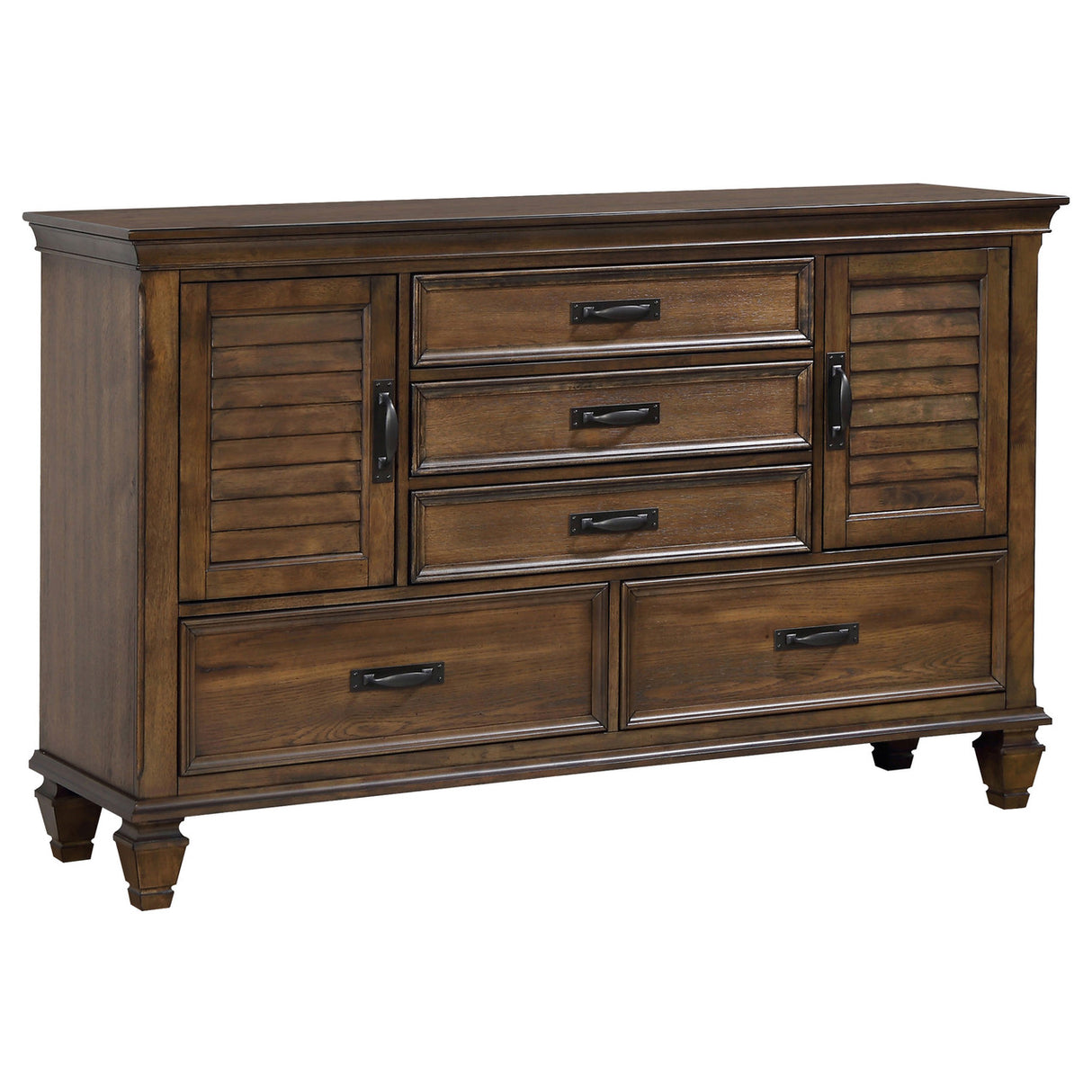 Franco Burnished Oak King Four-Piece Bedroom Set