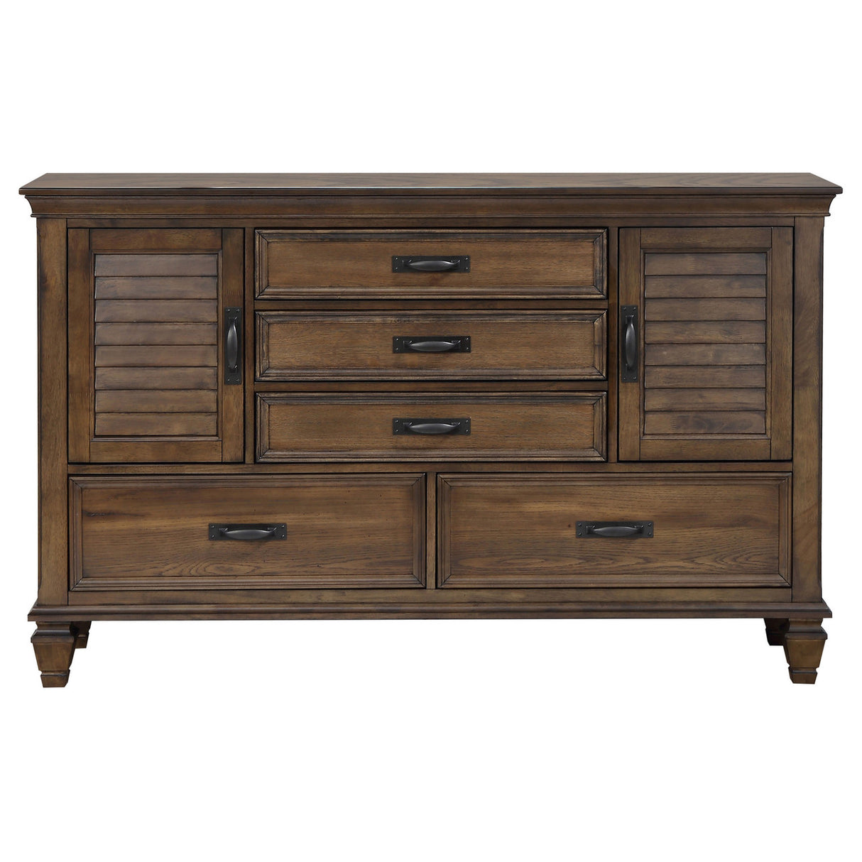 Franco Burnished Oak King Four-Piece Bedroom Set