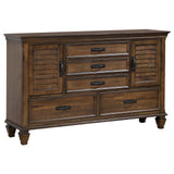 Franco Burnished Oak California King Five-Piece Bedroom Set