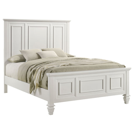 Sandy Beach Eastern King Panel Bed with High Headboard Cream White