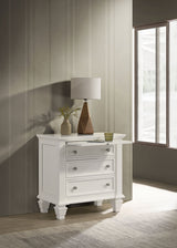 Sandy Beach 3-drawer Nightstand Cream White